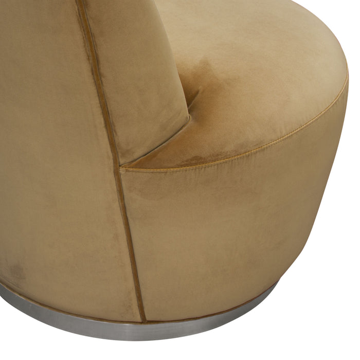 Blake Swivel Accent Chair in Marigold Velvet Fabric w/ Polished Stainless Steel base by Diamond Sofa