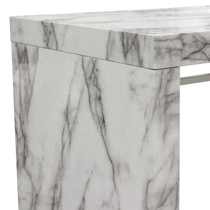 Icon Faux Marble Waterfall Bar Height Table by Diamond Sofa
