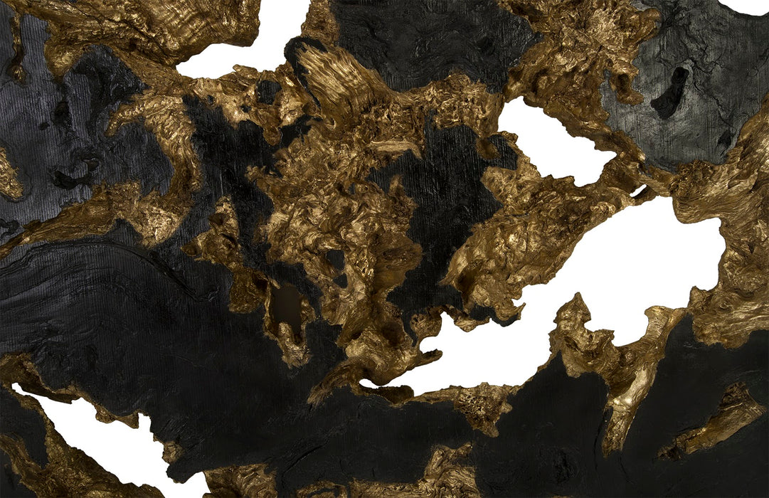 Burled Root Wall Art, Large, Black and Gold Leaf
