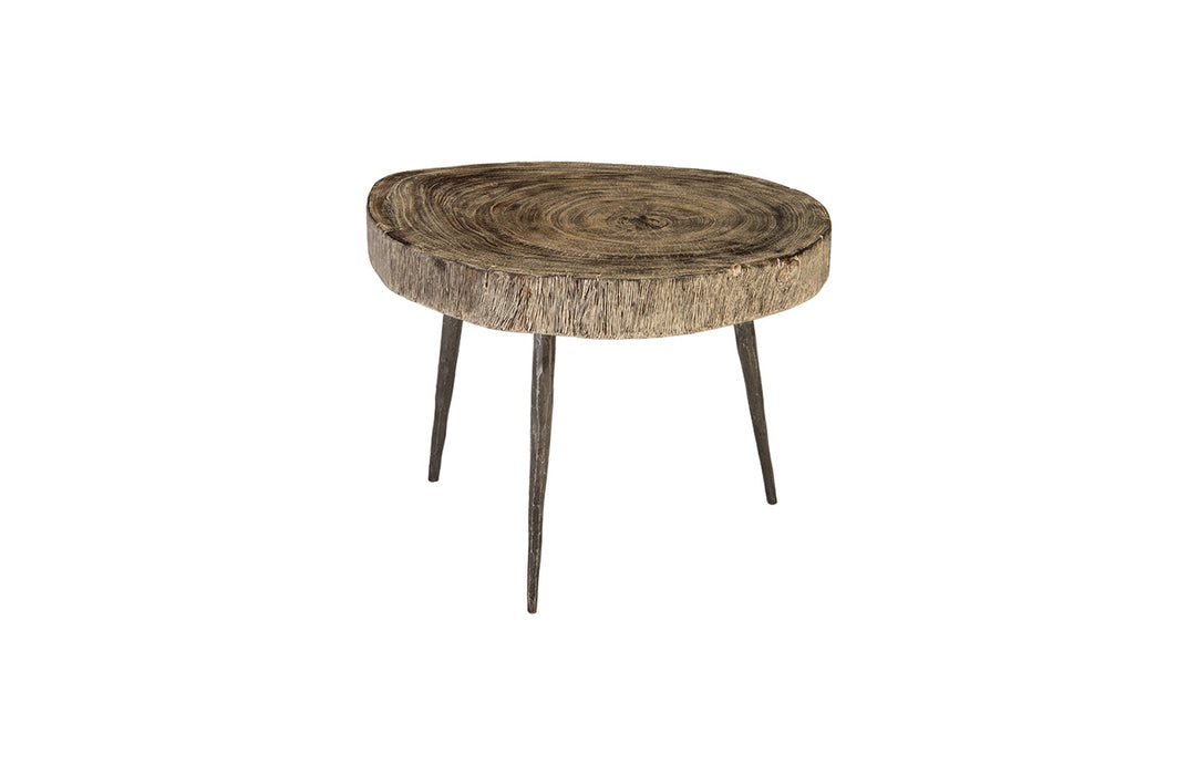 Crosscut Coffee Table, Grey Stone, Forged Legs