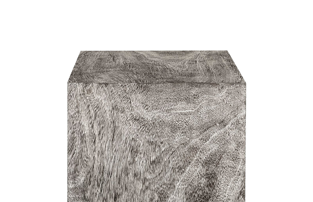 Origins Pedestal, Large, Mitered Chamcha Wood, Grey Stone Finish