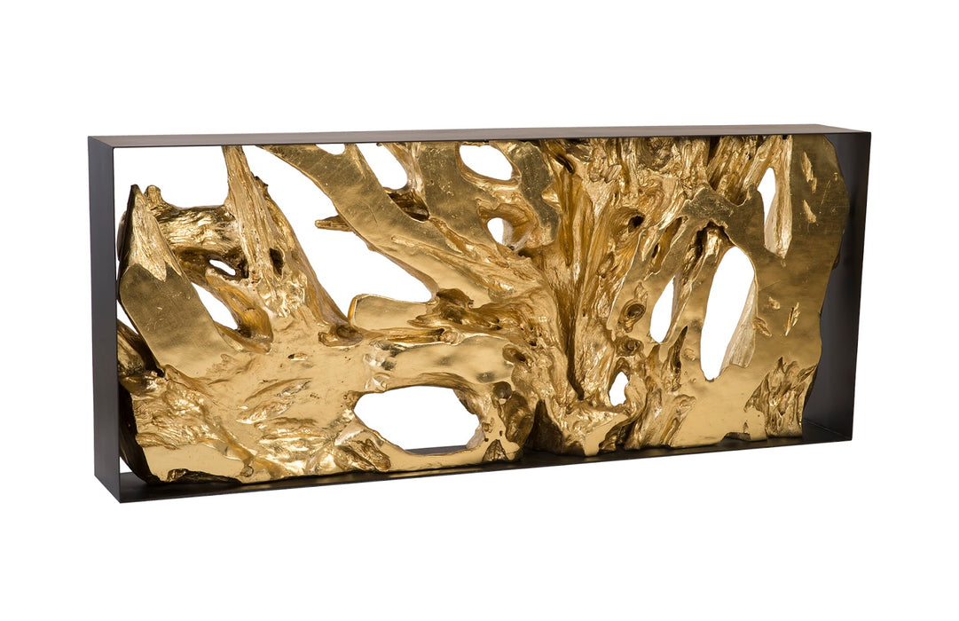 Cast Root Console Table, Iron Frame, Resin, Gold Leaf