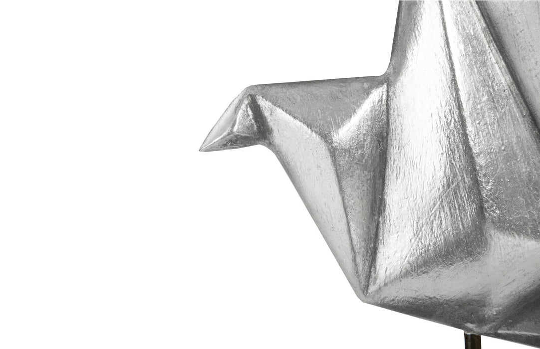 Origami Bird Table Top Sculpture, Silver Leaf