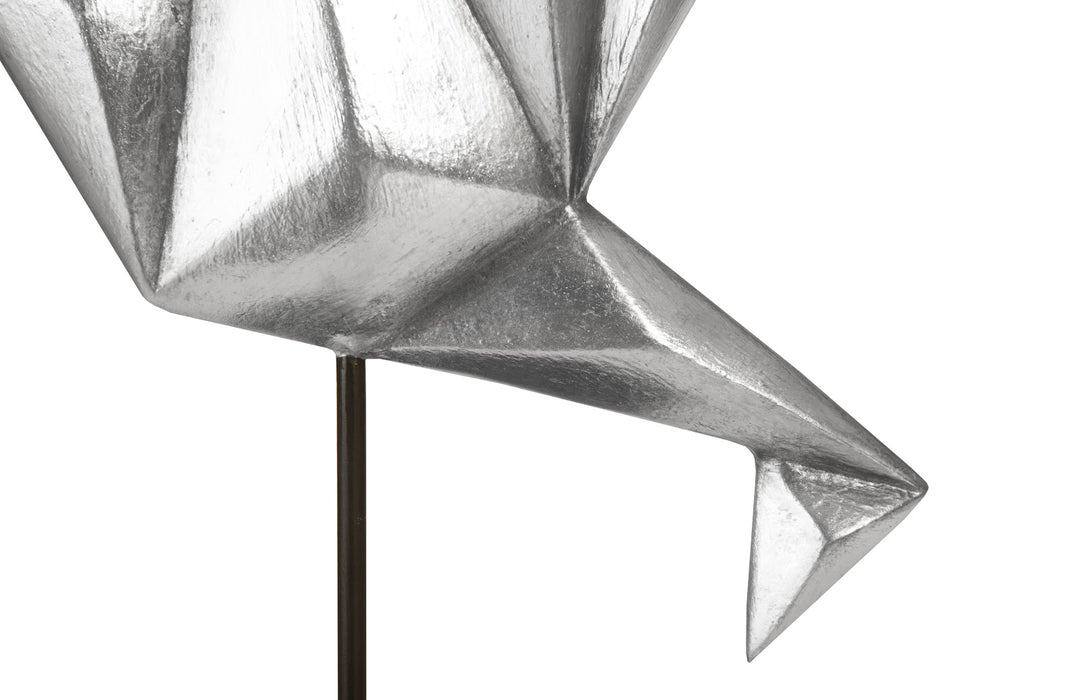 Origami Bird Table Top Sculpture, Silver Leaf