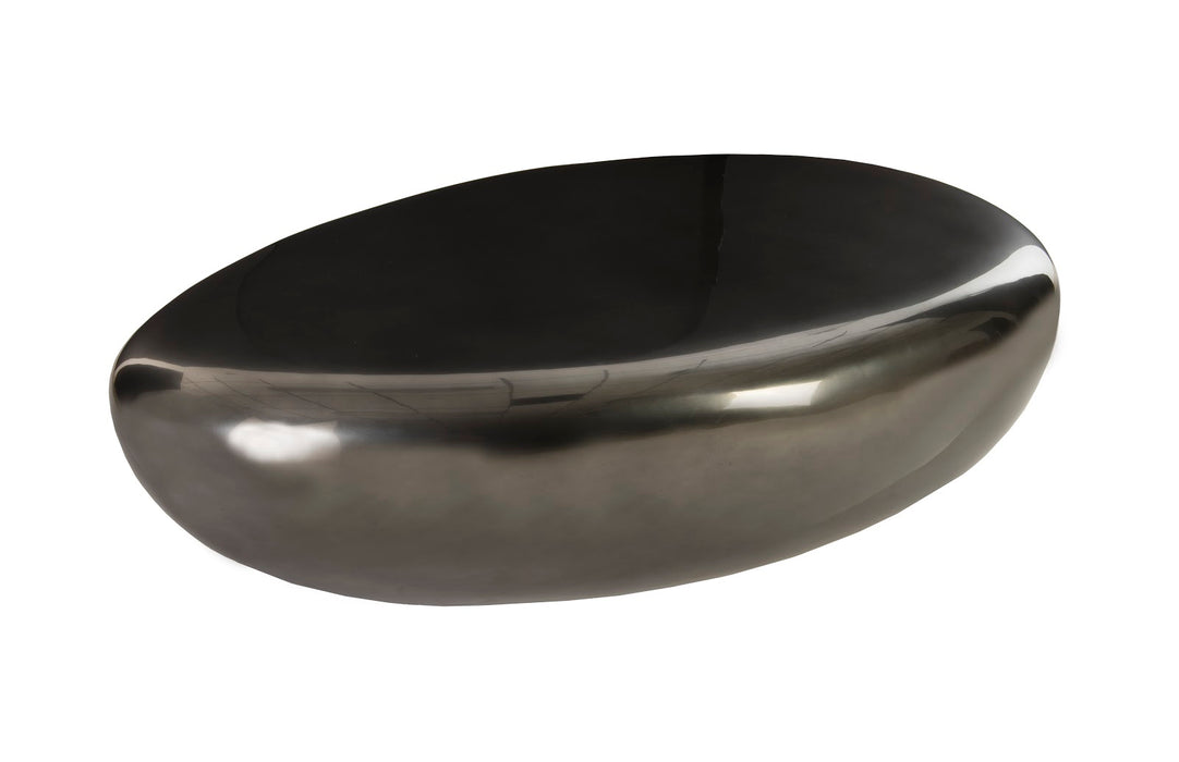 River Stone Coffee Table, Large, Liquid Silver