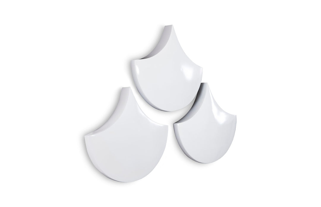 Scales Wall Tiles, Glossy White, Set of 3
