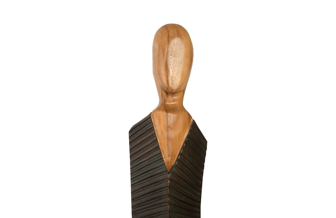 Vested Male Sculpture, Large, Chamcha, Natural, Black, Copper