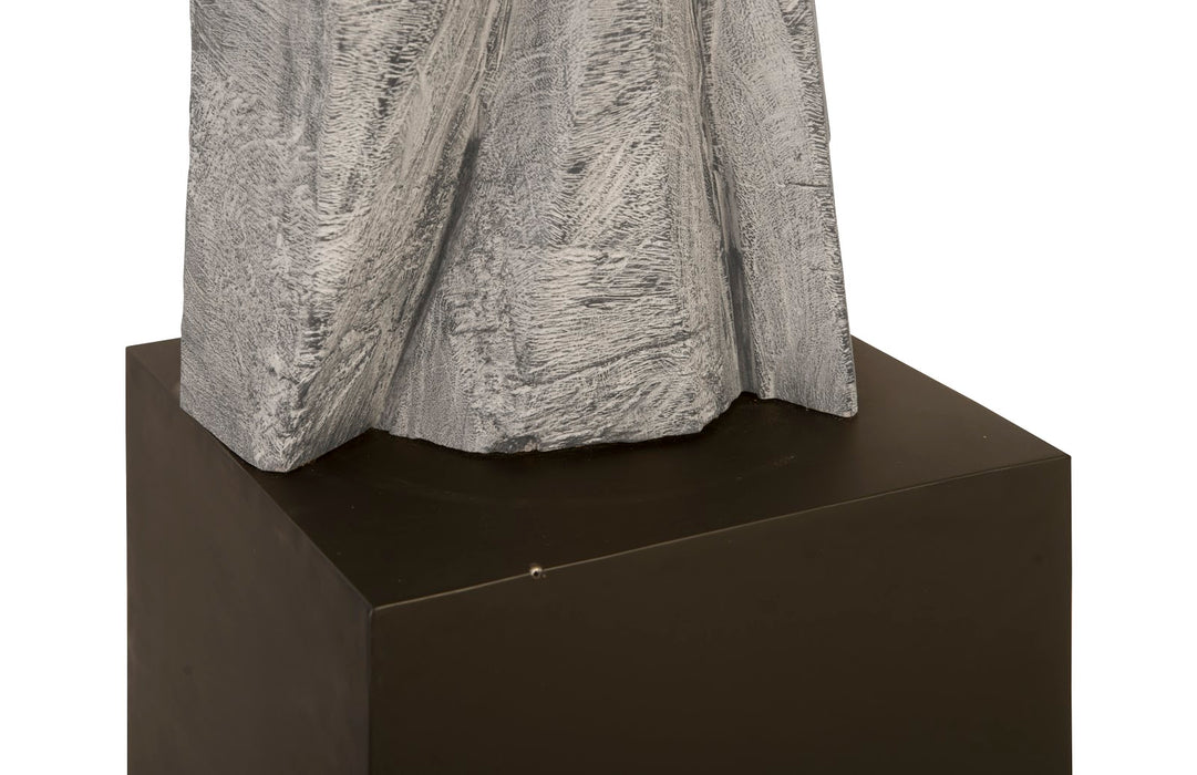 Tai Chi Winner Sculpture on Pedestal, Grey Stone/Black