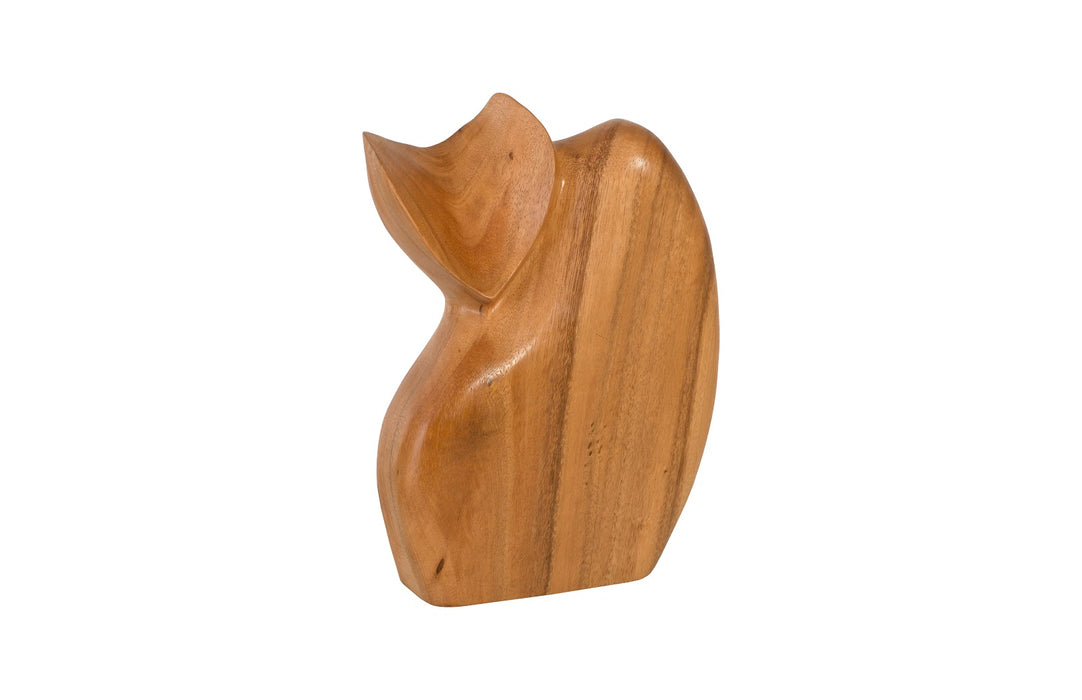 Nuzzled Cat Sculpture, Chamcha Wood, Natural
