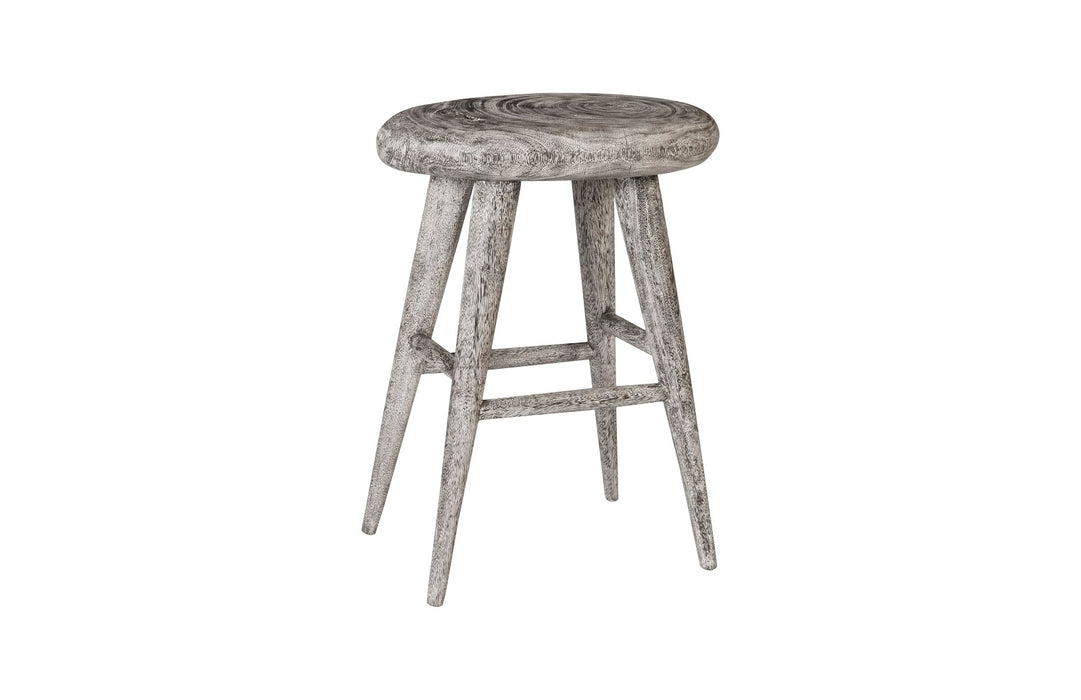 Smoothed Counter Stool, Chamcha Wood, Grey Stone, Oval