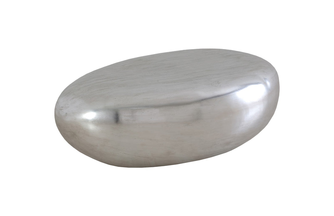 River Stone Coffee Table, Small, Silver Leaf