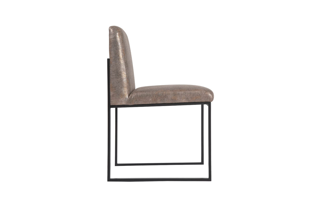 Frozen Dining Chair, Python Gold Fabric, Matte Black Metal Frame