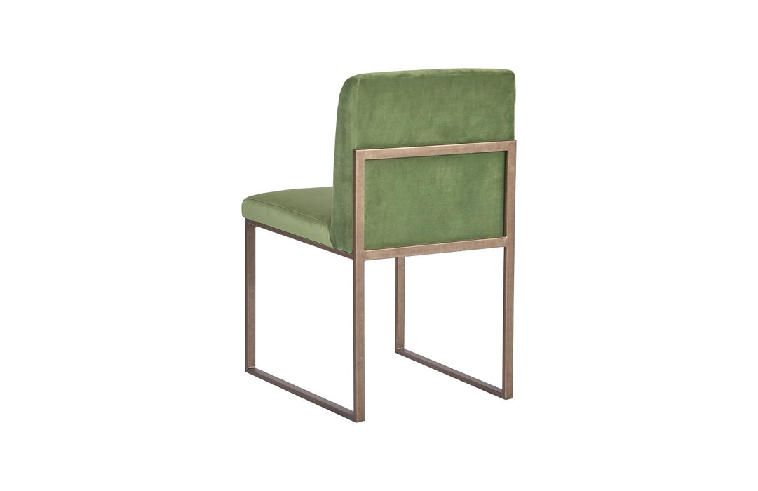 Frozen Dining Chair, Green Velvet Fabric, Industrial Silver Metal Frame