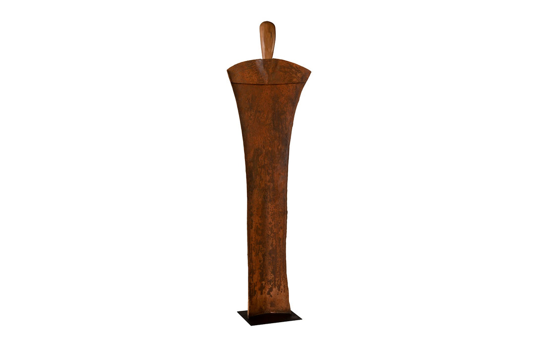 Standing Person on Base, Large, Chamcha Wood, Iron