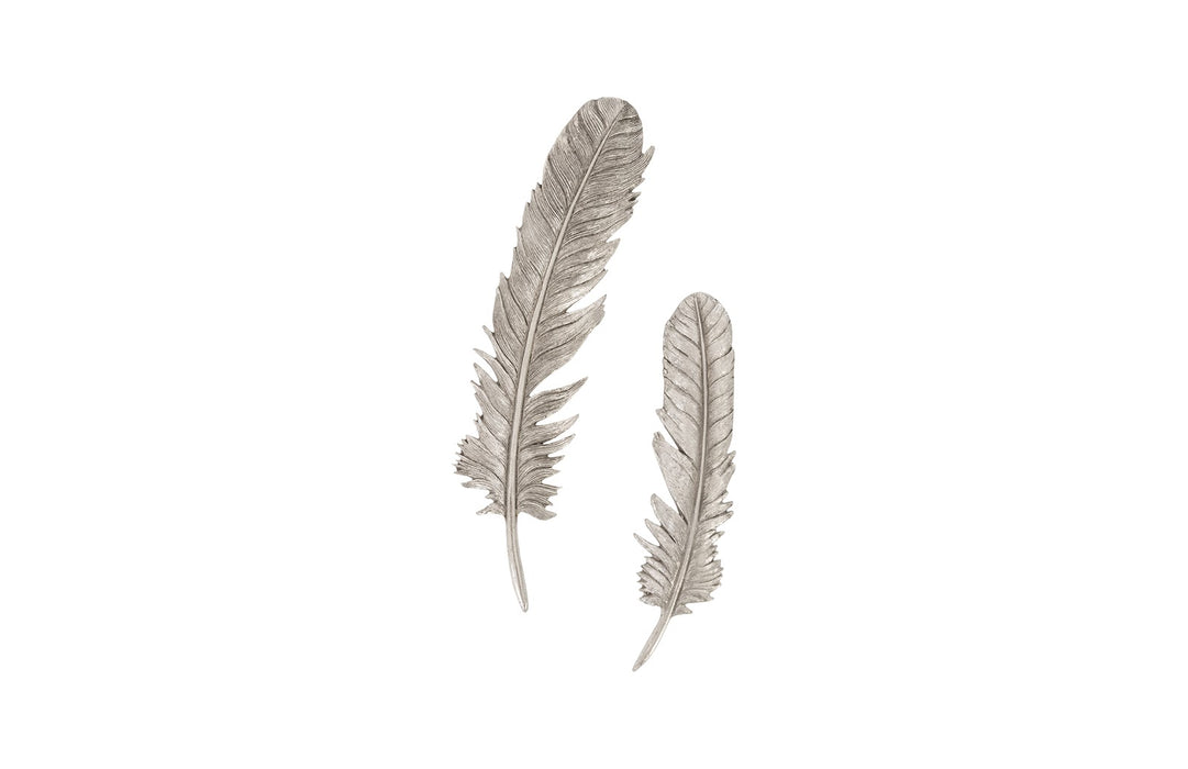 Feathers Wall Art, Small, Silver Leaf, Set of 2
