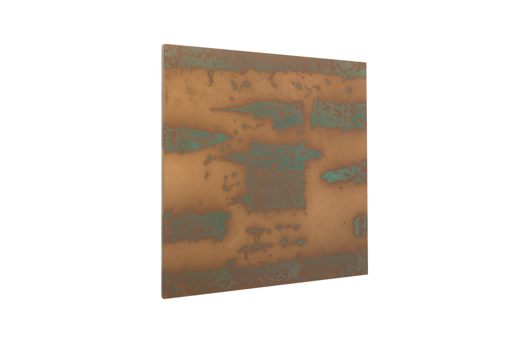 Abstract Copper Patina Wall Art, Square