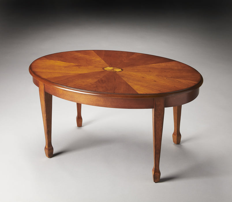 Butler Clayton Olive Ash Burl Oval Coffee Table