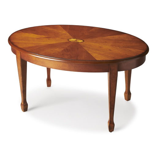 Butler Clayton Olive Ash Burl Oval Coffee Table