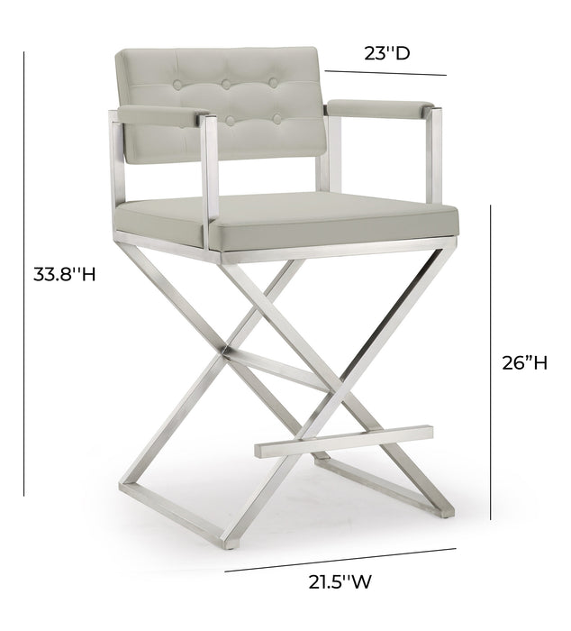Director Light Grey Stainless Steel Counter Stool
