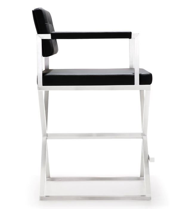 Director Black Stainless Steel Counter Stool