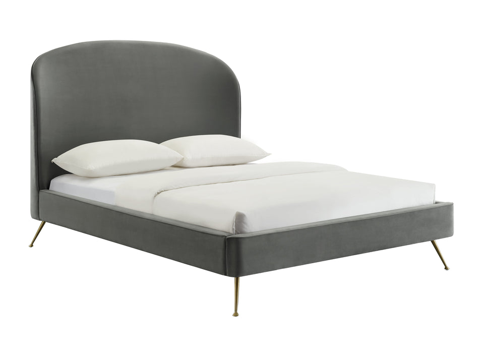 Vivi Grey Velvet Bed in Queen