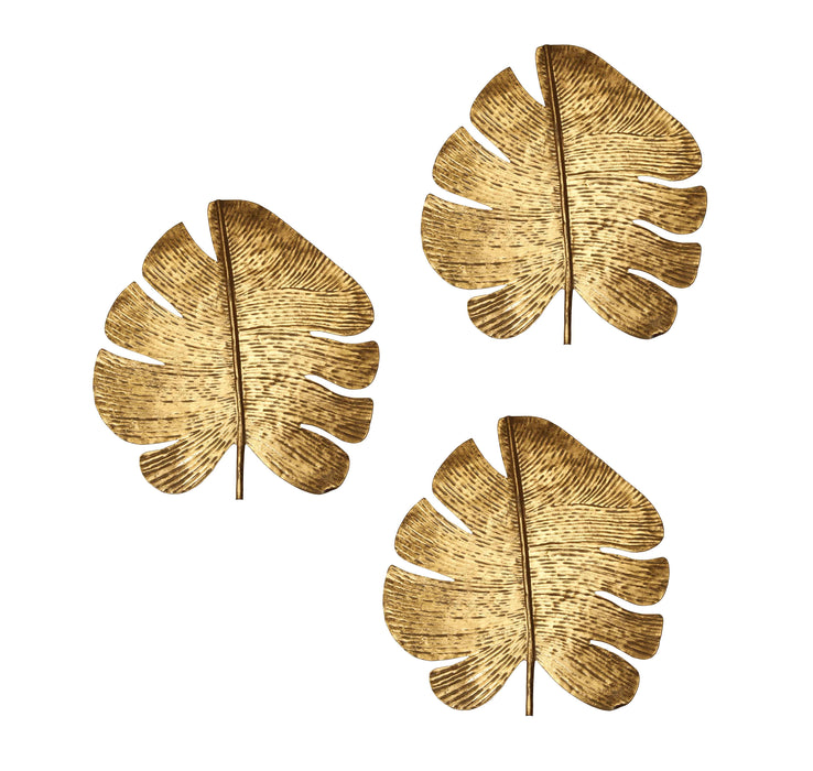 Gold Leaf Wall Art - Set of 3