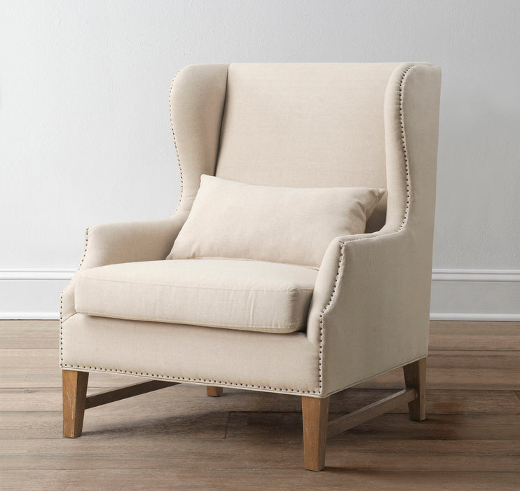 Devon Beige Linen Wing Chair
