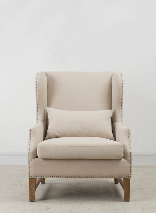 Devon Beige Linen Wing Chair