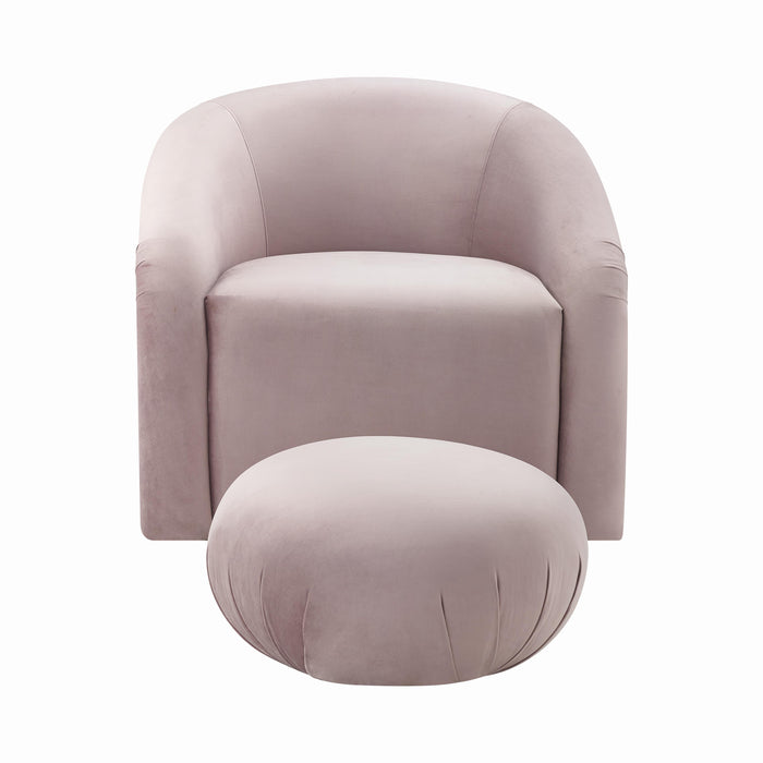 Boboli Mauve Velvet Chair + Ottoman Set