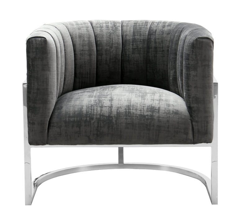 Magnolia  Slub Grey Chair with Silver Base