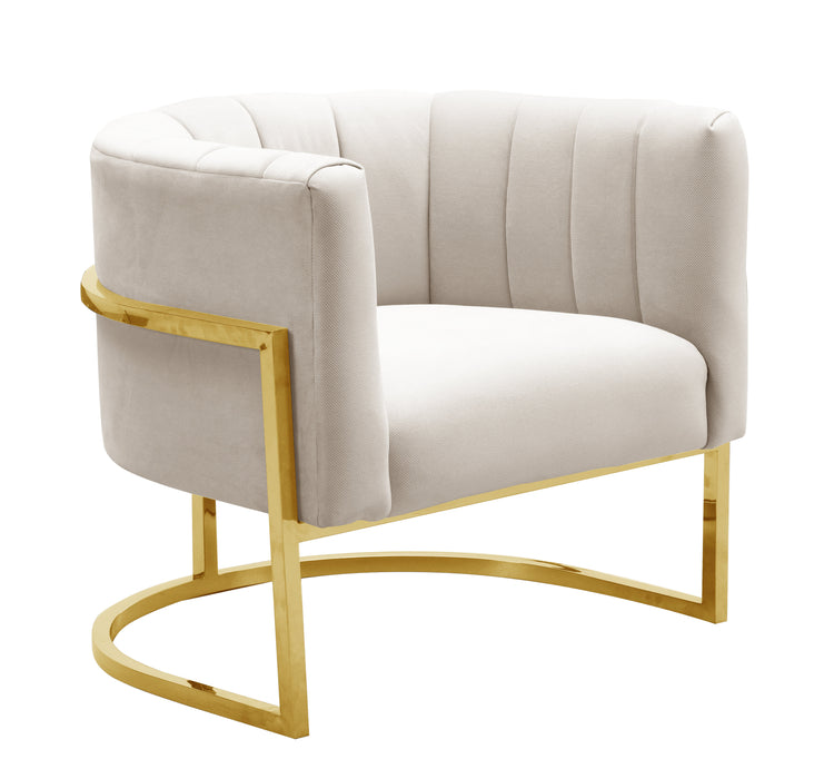 Magnolia Spotted Cream Chair with Gold