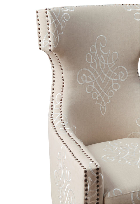 Gramercy Embroidered Linen Wing Chair