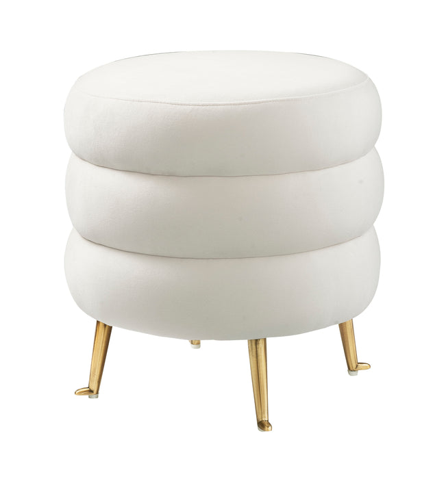 Ladder Cream Velvet Ottoman