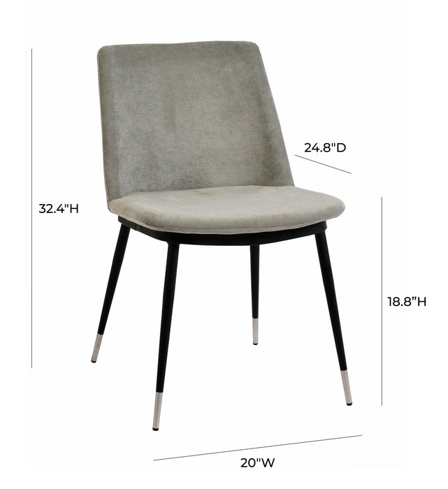 Evora Grey Velvet Chair - Silver Legs (Set of 2)