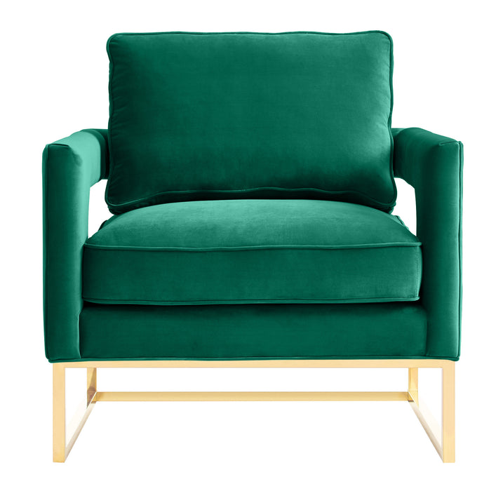 Avery Forest Green Velvet Chair with brushed gold base