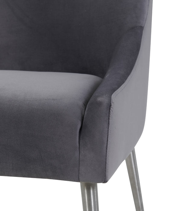 Beatrix Grey Velvet Side Chair with Silver Leg