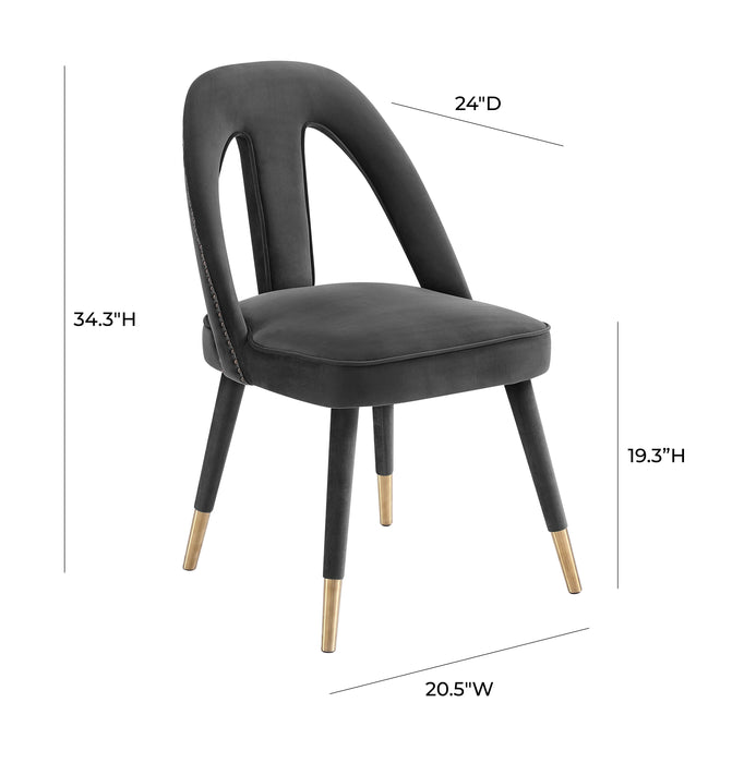 Petra Dark Grey Velvet Side Chair