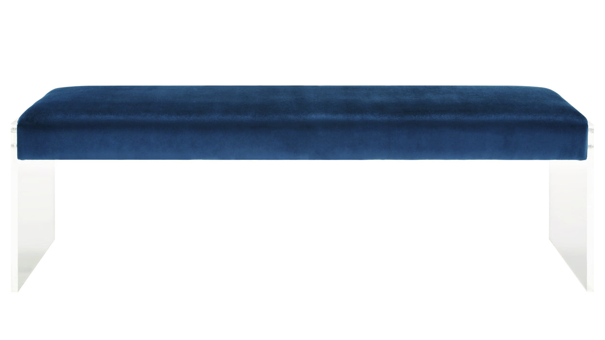 Envy Blue Velvet/Acrylic Bench