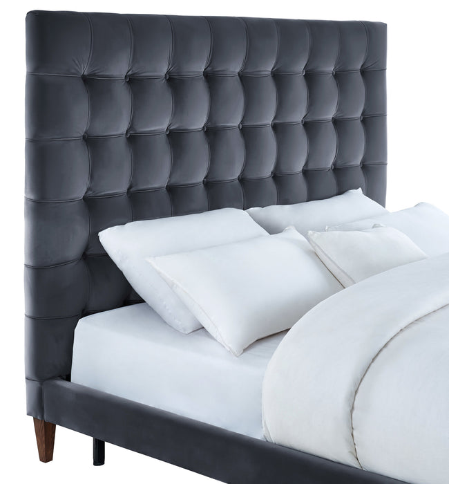 Dryer Grey Velvet Bed in King