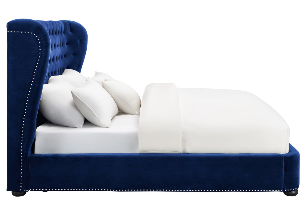 Finley Blue Velvet Bed in King Size