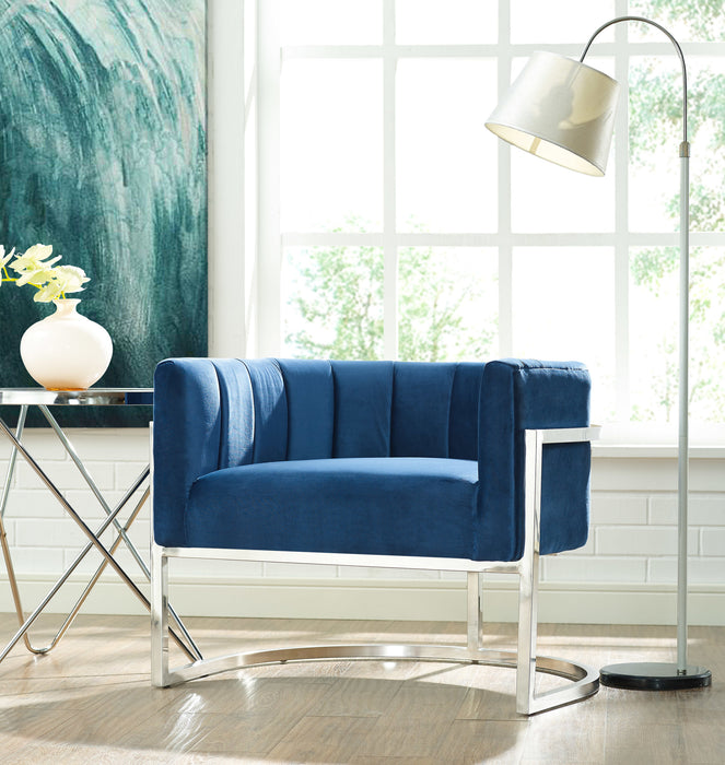 Magnolia Navy Chair with Silver Base