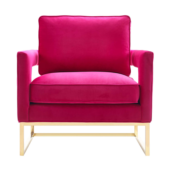 Avery Pink Velvet Chair With Polished Gold Base