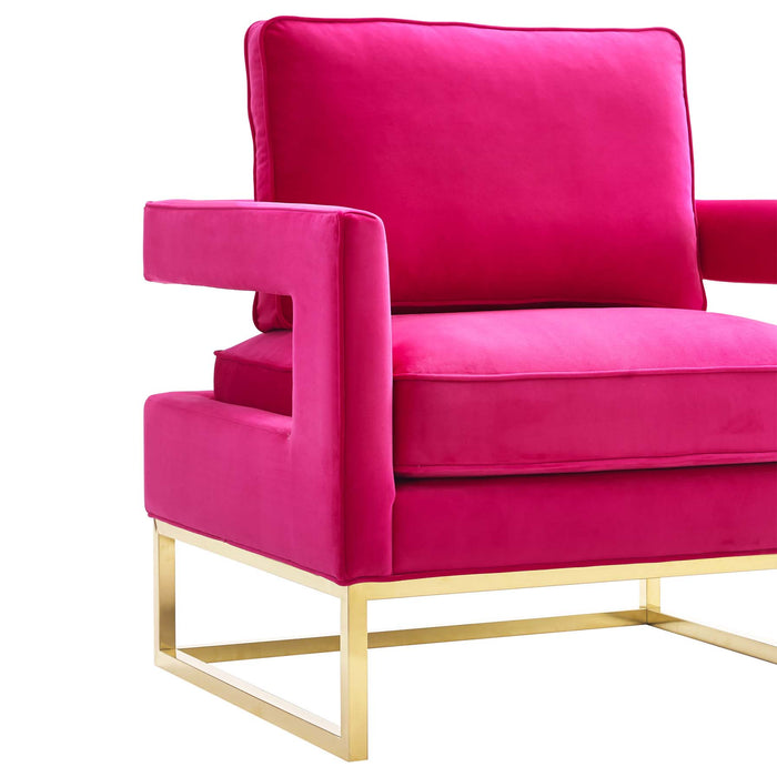 Avery Pink Velvet Chair With Polished Gold Base