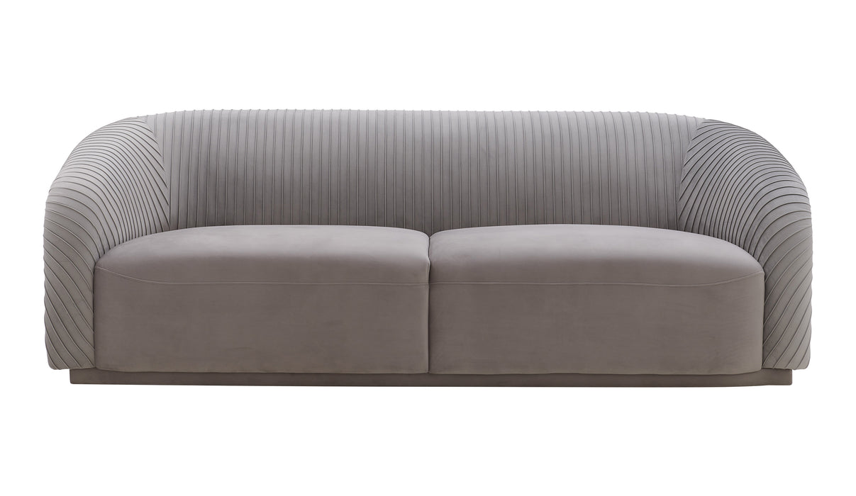 Yara Pleated Grey Velvet Sofa