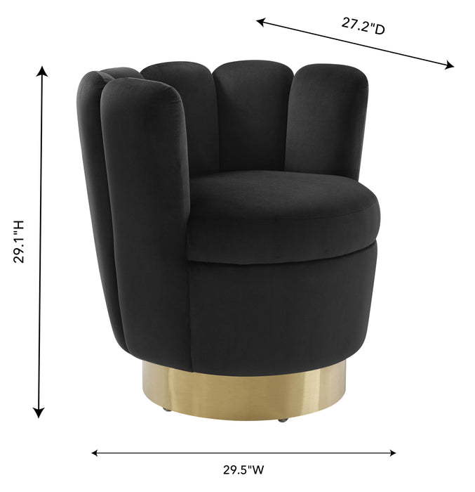 Yad Black Velvet Swivel Chair