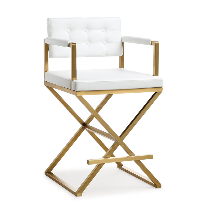 Director White Gold Steel Counter Stool
