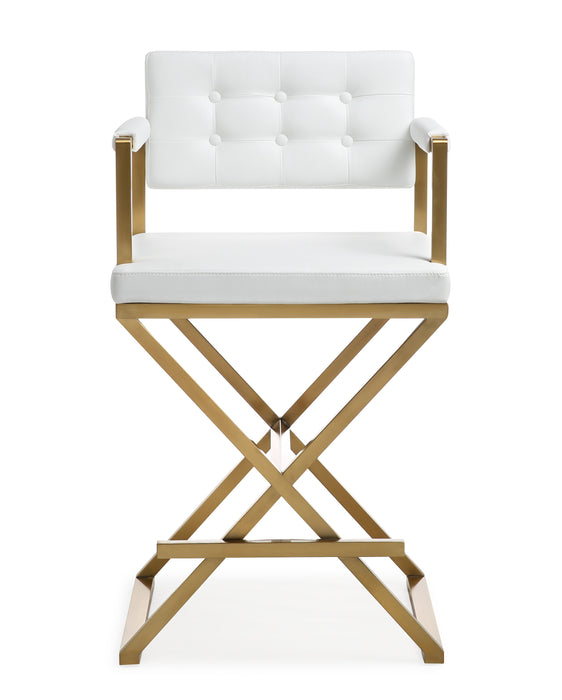 Director White Gold Steel Counter Stool