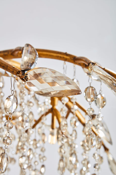 Champagne Crystal Chandelier with Gold Branches SMALL