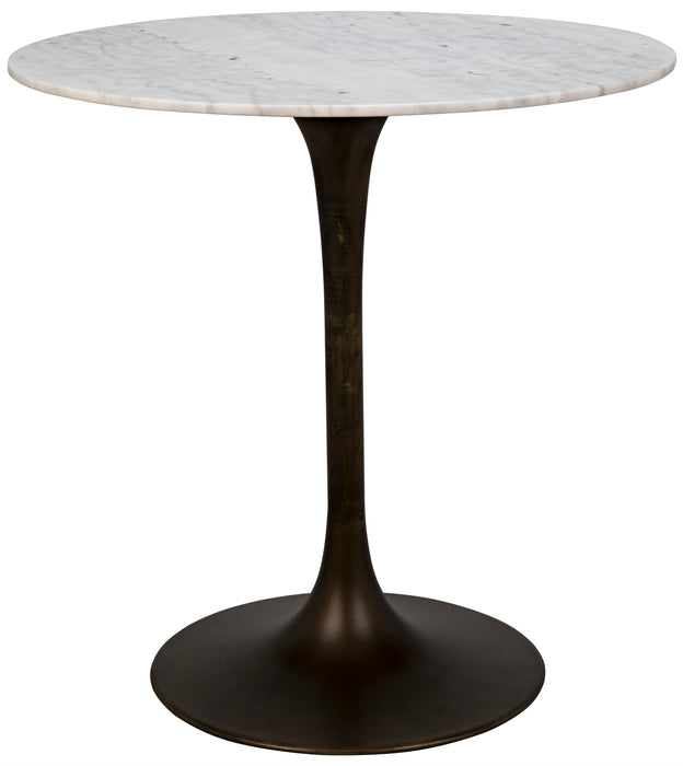 Laredo Bar Table 40", Metal with Aged Brass Finish, White Stone Top