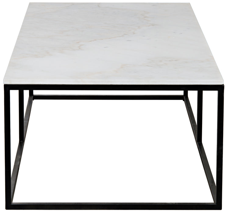 Lois Coffee Table, White Marble and Black Steel